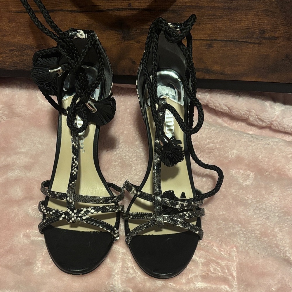 ANDREA PREMIUM Black and Silver Strappy Heels